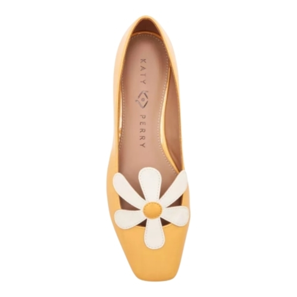 Yellow Patent Floral Applique Women's Flat - Picture 5 of 5